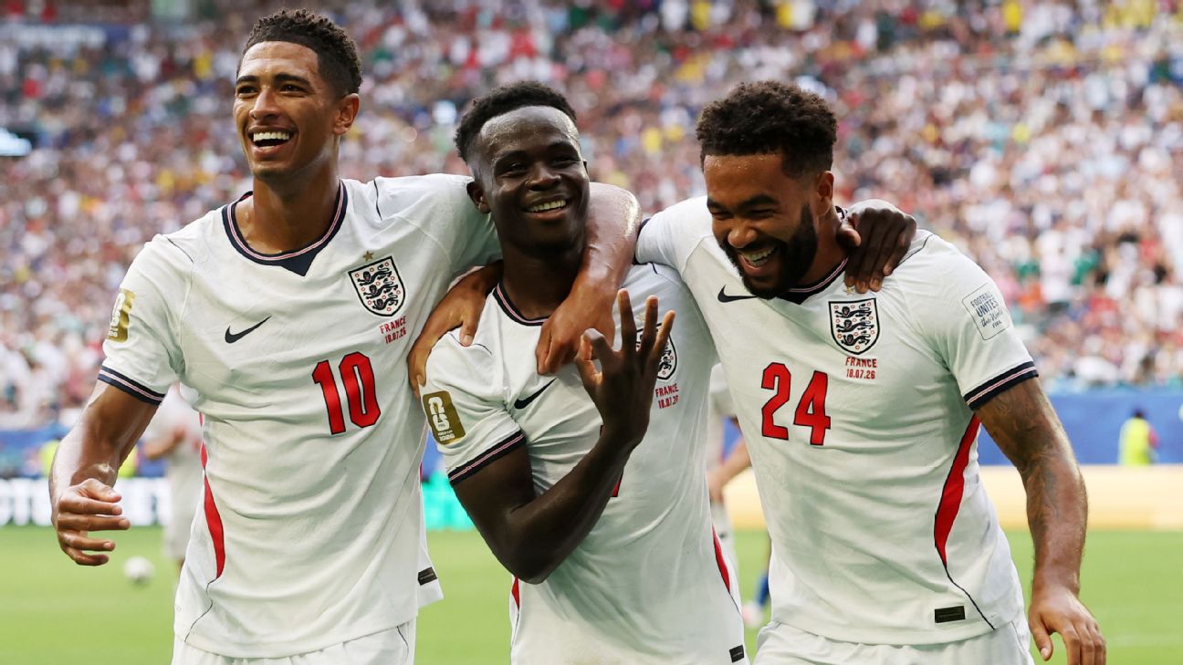 英格兰6比4力克法国夺世界杯季军 萨卡戴帽